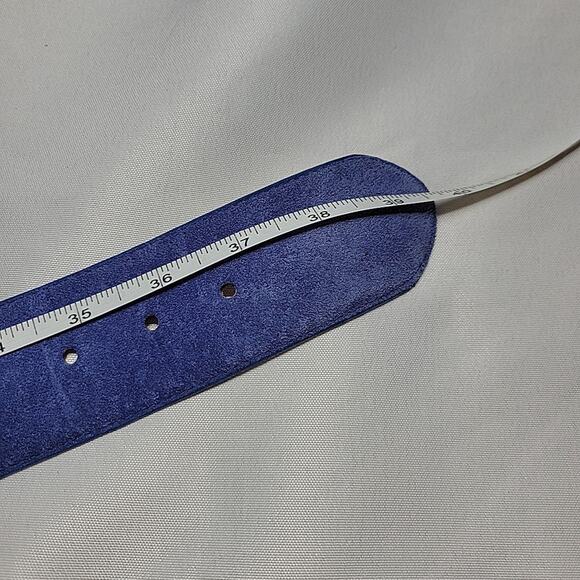 VTG Amanda Smith Women's Blue Leather Suede Wide 2” Belt Size XL - Picture 11 of 11